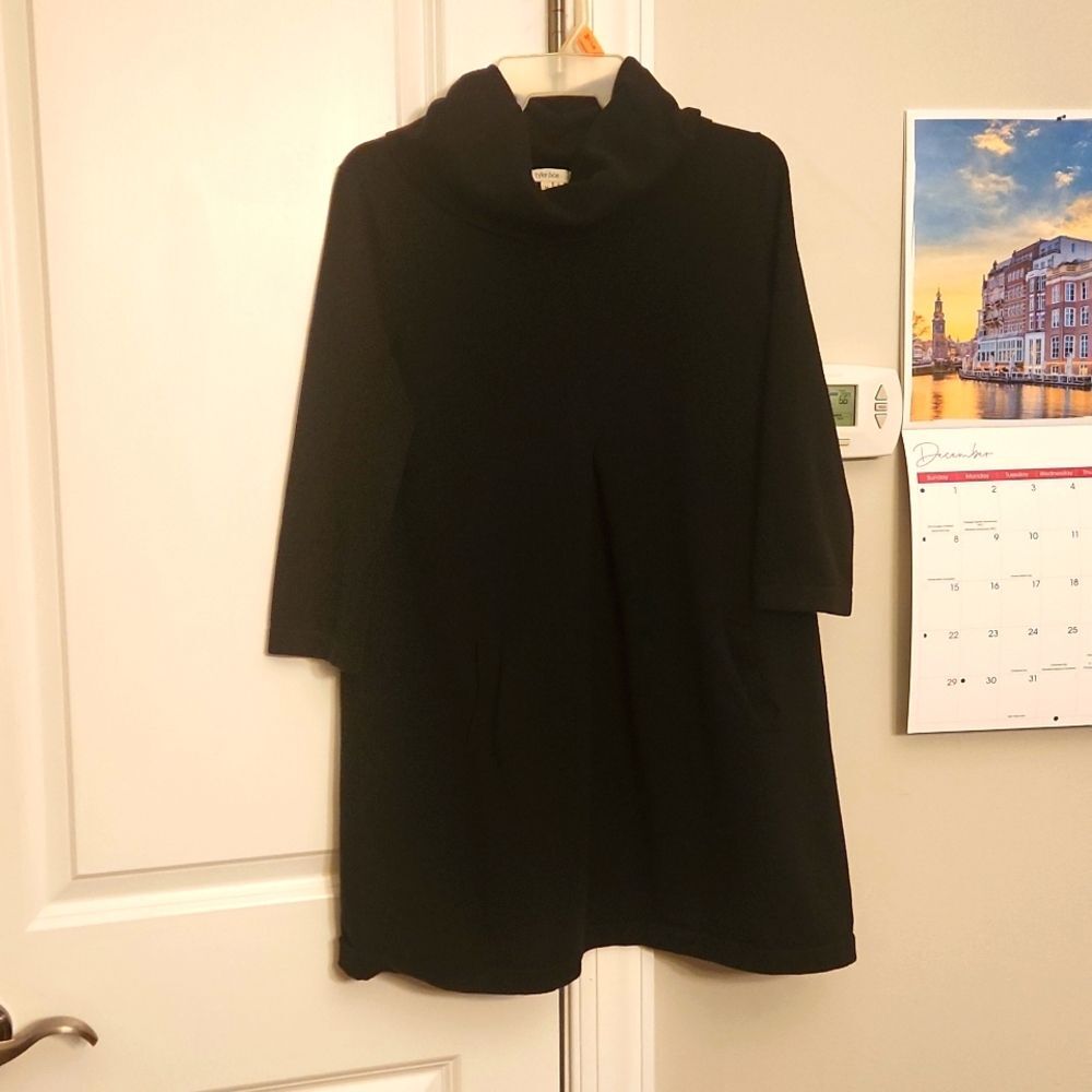 Tyler Boe "Kim" Black Cowlneck Longsleeve Dress w/ Pockets Size M